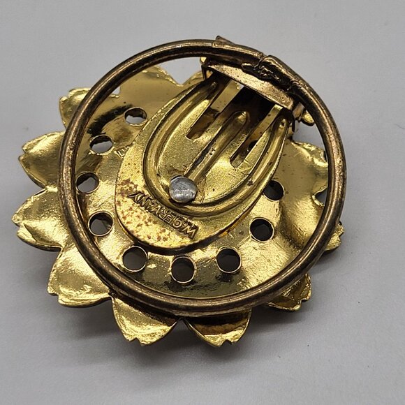 VTG Gold Tone Scarf Clip Floral West Germany - Picture 2 of 6